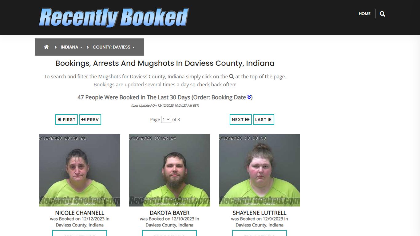 Recent bookings, Arrests, Mugshots in Daviess County, Indiana